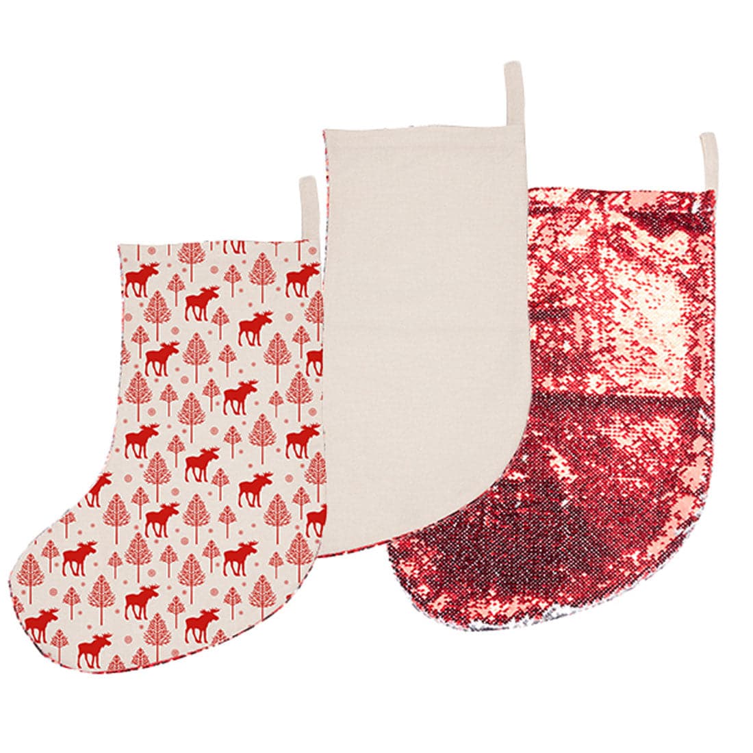 Sublimation Sequin Christmas Stocking Red with Silver
